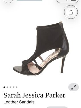 SJP by Sarah Jessica Parker Black Open-Toe Stiletto Leather Sandals